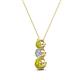 2 - Kesha (3.4mm) Round Yellow and White Diamond Graduated Three Stone Drop Pendant 