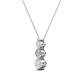 2 - Kesha (3.4mm) Round White Sapphire and Lab Grown Diamond Graduated Three Stone Drop Pendant 