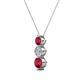 2 - Kesha (4mm) Round Ruby and Diamond Graduated Three Stone Drop Pendant 