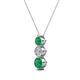 2 - Kesha (4mm) Round Emerald and Diamond Graduated Three Stone Drop Pendant 