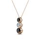 2 - Kesha (4mm) Round Black and White Diamond Graduated Three Stone Drop Pendant 