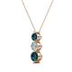 2 - Kesha (4mm) Round Blue and White Diamond Graduated Three Stone Drop Pendant 