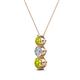 2 - Kesha (4mm) Round Yellow and White Diamond Graduated Three Stone Drop Pendant 