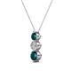 2 - Kesha (4mm) Round London Blue Topaz and Diamond Graduated Three Stone Drop Pendant 