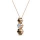 2 - Kesha (4mm) Round Smoky Quartz and Diamond Graduated Three Stone Drop Pendant 