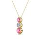 2 - Kesha (4mm) Round Pink Tourmaline and Lab Grown Diamond Graduated Three Stone Drop Pendant 
