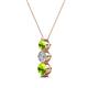 2 - Kesha (4mm) Round Peridot and Lab Grown Diamond Graduated Three Stone Drop Pendant 