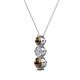 2 - Kesha (4mm) Round Smoky Quartz and Lab Grown Diamond Graduated Three Stone Drop Pendant 