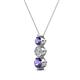 2 - Kesha (4mm) Round Iolite and Lab Grown Diamond Graduated Three Stone Drop Pendant 