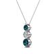 2 - Kesha (4mm) Round Blue Diamond and White Lab Grown Diamond Graduated Three Stone Drop Pendant 