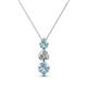 1 - Kesha (4mm) Round Aquamarine and Diamond Graduated Three Stone Drop Pendant 