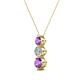 2 - Kesha (4mm) Round Amethyst and Diamond Graduated Three Stone Drop Pendant 