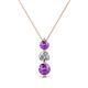 1 - Kesha (4mm) Round Amethyst and Diamond Graduated Three Stone Drop Pendant 