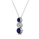 2 - Kesha (4mm) Round Blue Sapphire and Diamond Graduated Three Stone Drop Pendant 