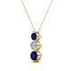 2 - Kesha (4mm) Round Blue Sapphire and Diamond Graduated Three Stone Drop Pendant 