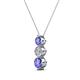 2 - Kesha (4mm) Round Tanzanite and Diamond Graduated Three Stone Drop Pendant 