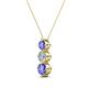 2 - Kesha (4mm) Round Tanzanite and Diamond Graduated Three Stone Drop Pendant 
