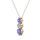 2 - Kesha (4mm) Round Tanzanite and Diamond Graduated Three Stone Drop Pendant 