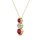 2 - Kesha (4mm) Round Ruby and Diamond Graduated Three Stone Drop Pendant 