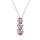 2 - Kesha (4mm) Round Pink Tourmaline and Diamond Graduated Three Stone Drop Pendant 