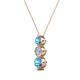 2 - Kesha (4mm) Round Blue Topaz and Diamond Graduated Three Stone Drop Pendant 