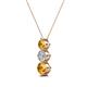 2 - Kesha (4mm) Round Citrine and Diamond Graduated Three Stone Drop Pendant 