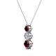 2 - Kesha (4mm) Round Red Garnet and Diamond Graduated Three Stone Drop Pendant 