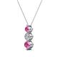 2 - Kesha (4mm) Round Pink Sapphire and Lab Grown Diamond Graduated Three Stone Drop Pendant 