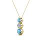 2 - Kesha (4mm) Round Blue Topaz and Lab Grown Diamond Graduated Three Stone Drop Pendant 