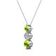 2 - Kesha (4mm) Round Peridot and Lab Grown Diamond Graduated Three Stone Drop Pendant 