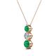 2 - Kesha (4mm) Round Emerald and Lab Grown Diamond Graduated Three Stone Drop Pendant 