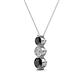 2 - Kesha (4mm) Round Black Diamond and White Lab Grown Diamond Graduated Three Stone Drop Pendant 