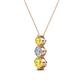 2 - Kesha (4mm) Round Yellow Sapphire and Lab Grown Diamond Graduated Three Stone Drop Pendant 