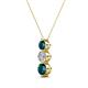 2 - Kesha (4mm) Round London Blue Topaz and Lab Grown Diamond Graduated Three Stone Drop Pendant 