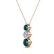 2 - Kesha (4mm) Round London Blue Topaz and Lab Grown Diamond Graduated Three Stone Drop Pendant 