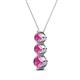 2 - Kesha (4.2mm) Round Pink Sapphire Graduated Three Stone Drop Pendant 