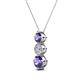 2 - Kesha (4.2mm) Round Iolite and Lab Grown Diamond Graduated Three Stone Drop Pendant 