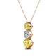 2 - Kesha (4.2mm) Round Yellow Sapphire and Lab Grown Diamond Graduated Three Stone Drop Pendant 