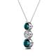 2 - Kesha (4.2mm) Round London Blue Topaz and Lab Grown Diamond Graduated Three Stone Drop Pendant 