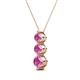 2 - Kesha (4.2mm) Round Pink Sapphire Graduated Three Stone Drop Pendant 