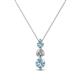 1 - Kesha (4.2mm) Round Aquamarine and Diamond Graduated Three Stone Drop Pendant 