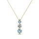 1 - Kesha (4.2mm) Round Aquamarine and Diamond Graduated Three Stone Drop Pendant 