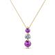 1 - Kesha (4.2mm) Round Amethyst and Diamond Graduated Three Stone Drop Pendant 