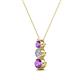 2 - Kesha (4.2mm) Round Amethyst and Diamond Graduated Three Stone Drop Pendant 