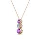 2 - Kesha (4.2mm) Round Amethyst and Diamond Graduated Three Stone Drop Pendant 