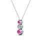 2 - Kesha (4.2mm) Round Pink Sapphire and Diamond Graduated Three Stone Drop Pendant 