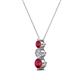 2 - Kesha (4.2mm) Round Ruby and Diamond Graduated Three Stone Drop Pendant 