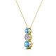 2 - Kesha (4.2mm) Round Blue Topaz and Diamond Graduated Three Stone Drop Pendant 