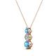2 - Kesha (4.2mm) Round Blue Topaz and Diamond Graduated Three Stone Drop Pendant 