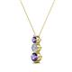 2 - Kesha (4.2mm) Round Iolite and Diamond Graduated Three Stone Drop Pendant 